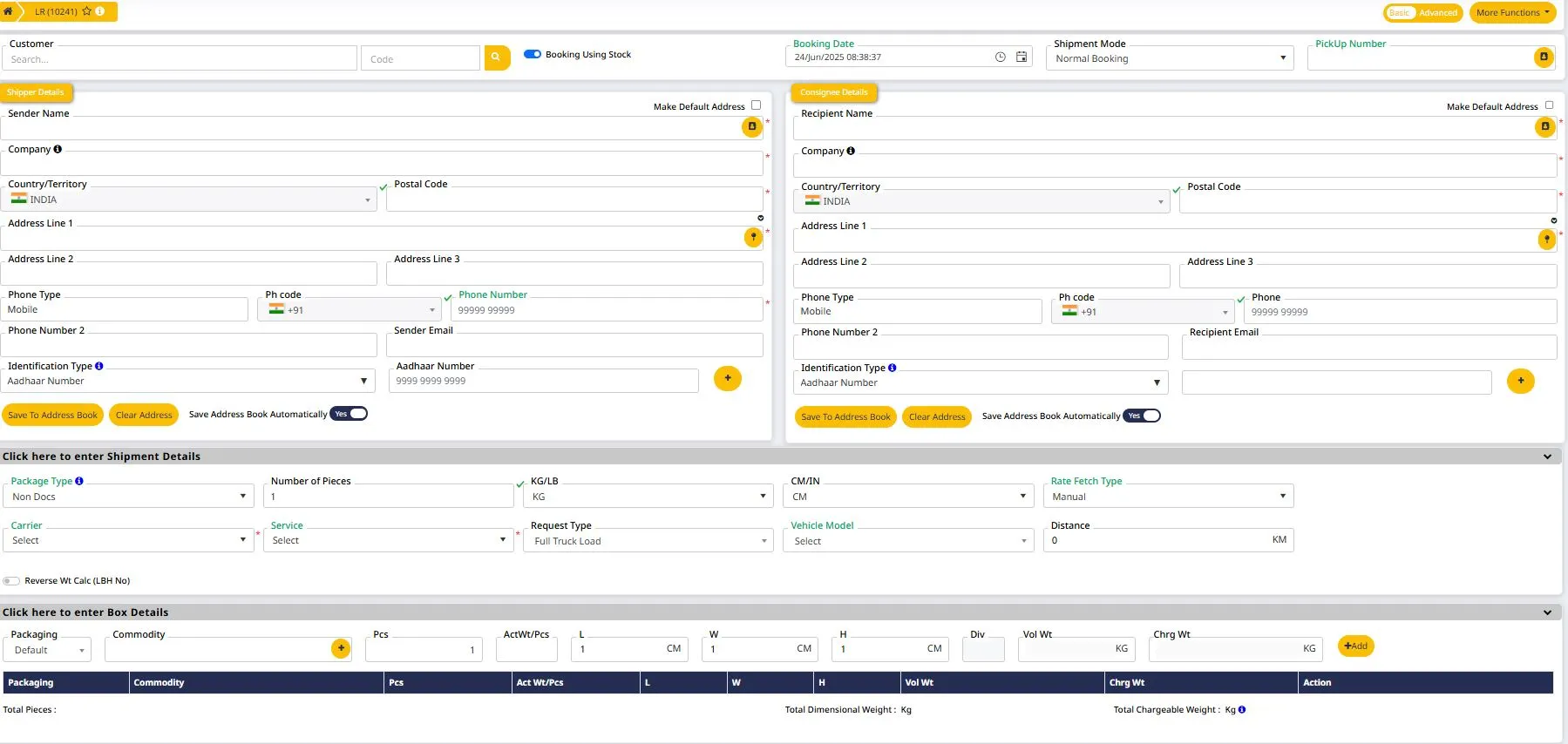 Courier management software daily sales report