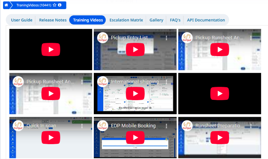 traningVideos in courier management software